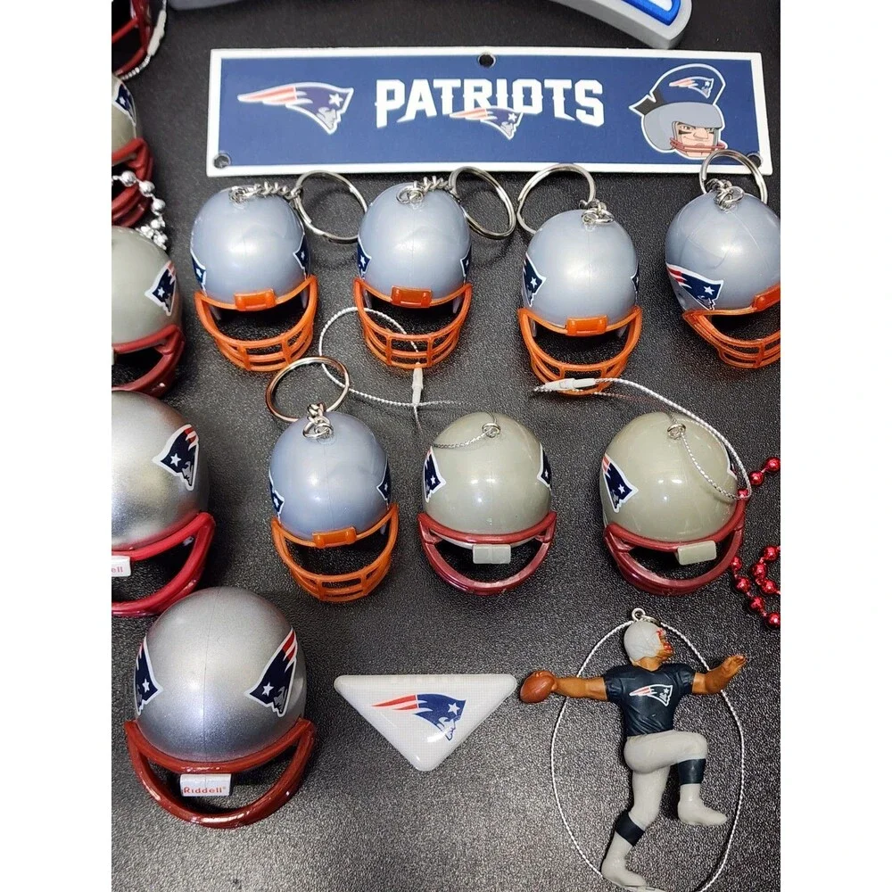 25 pc Patriots Fan Lot - Mini Helmet New England Necklace Keychain Ornament...